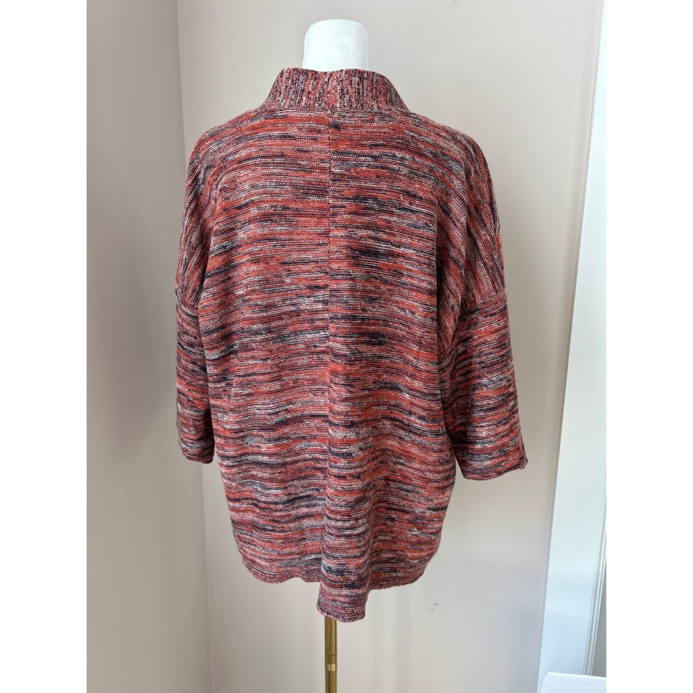 J.Jill Pure Jill Space Dye V-neck Boxy Oversized Sweater Top Navy Blue Small - Picture 7 of 7
